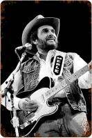 ป้ายโลหะโปสเตอร์ Shots Merle Haggard สำหรับในร่มและกลางแจ้งบาร์กาแฟเครื่องตกแต่งฝาผนังในครัวย้อนยุคขนาด8นิ้ว X 12นิ้วสีขาว