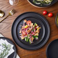 Stone Lain Cecile Stoneware 12-Piece Round Dinnerware Set, RB, Black Dinner Plates  China Dinner Set  Cute Plate