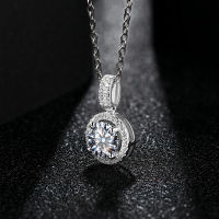 925 Silver Rhodium plating Pendant For Women Round 6.5mm 1CT lab diamond Luxury Moissanite Gemstone Pendant Necklace for Wedding