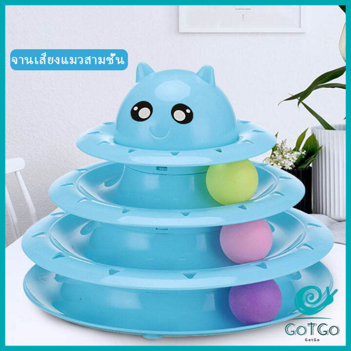 gotgo-รางบอล-ตาโต-ของเล่นแมวทรงโดม-รางบอล-4-ชั้น-cat-play-plate-มีสินค้าพร้อมส่ง