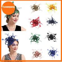 YUXEANPENG ขนนกริบบิ้น กิ๊บติดผม Brid fascinator แถบคาดศีรษะ พร้อมคลิปหนีบ หมวกปิ่นปักผมรูปดอกไม้ แฟชั่นสำหรับผู้หญิง เส้นด้ายสำหรับถัก หมวกคลุมศีรษะ งานเลี้ยงแต่งงานปาร์ตี้