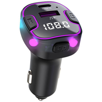 เครื่องส่งสัญญาณ FM เครื่องเล่น USB ชนิด C ที่ชาร์จแบตในรถอเนกประสงค์เครื่องเล่น MP3อะแดปเตอร์รถยนต์เครื่องติดตั้งการรับสายโทรศัพท์ในรถยนต์