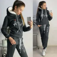 Casual 2 Piece Set Women Tracksuit Autumn Spring Hoodies Sweatshirt and Elastic Waist Pants Outfits Female Lady Suits Plus Size