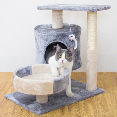 ของเล่นแมว คอนโดแมว2ชั้น คอนโดแมว ของเล่นสัตว์เลี้ยง ขนาด 35X50X53 CM ที่นอนแมว บ้านแมว ที่ลับเล็บแมว CAT TREE CLOVER