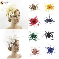 VFBF แถบคาดศีรษะ กิ๊บติดผม Brid fascinator พร้อมคลิปหนีบ ขนนกริบบิ้น หมวก fascinator แฟชั่นสำหรับผู้หญิง สีทึบทึบ หมวกตาข่ายดอกไม้ งานเลี้ยงแต่งงานปาร์ตี้