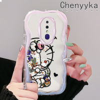 เคส Chenyyka สำหรับ OPPO F11 Pro A9 A9X เคส2019ซิลิโคนเคสโทรศัพท์โปร่งใสลายดอกไม้โดราเอมอนที่สวยงามป้องกันการตกขอบลอนสีสันเนื้อครีมเคสนิ่ม