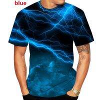 2023 newSport Casual Mens Fashion Personality 3D Lightning Print Cool Short Sleeve T-shirt