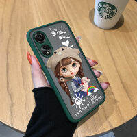 GGK กระเป๋ากล้องคลุมทั้งหมดเคสใส่โทรศัพท์แข็งลายหมีสำหรับ OPPO A78 4G,เคสป้องกันกล้องสำหรับเด็กผู้หญิงน่ารักสายรุ้งแสนน่ารักเด็กผู้หญิงมีน้ำค้างแข็งโปร่งใสหมี