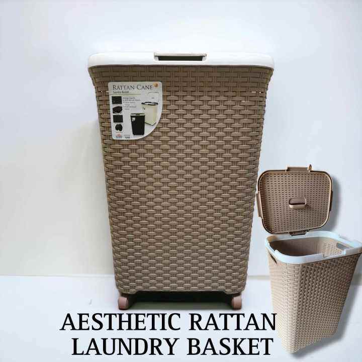 Rattan cane Laundry Basket with wheels Lazada PH