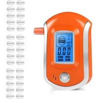 Breathalyzer Professional Alcohol Tester with 31 Mouthpieces Portable Breath Alcohol Tester with Digital LCD Display