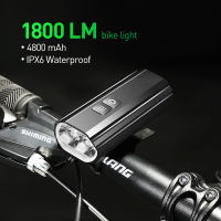 1800 Lumens Basikal Cahaya 4800MAh IPX6 Kalis Air Mudah Alih Lampu Suluh T6 LED ยูเอสบีบรรจุใหม่ MTB Jalan Depan Basikal Lampu Depan