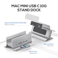 PULWTOP USB C Hub สำหรับ Mac Mini, 5 In 1USB ฮับต่อพ่วงสนับสนุน M.2 Nvme SSD ขยายแท่นวางมือถือมี2 USB C 10Gbps,Sd/tf