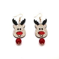 【CC】 Drop Earrings Nonwovens Gold Color Claus Glitter Earring Jewelry 7cm Long 1