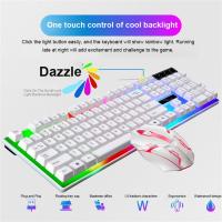 แป้นพิมพ์และเมาส์เกมชุดอุปกรณ์เล่นเกมชุดแป้นพิมพ์และเมาส์แบบมีสาย USB Backlit และแป้นพิมพ์คอมพิวเตอร์104 Keycaps สำหรับพีซี