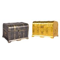 2x Pirate Treasure Chest Treasure Chest Keepsake Jewelry Box Plastic Toy Treasure Boxes Electroplating Gold &amp; Bronze