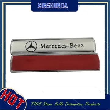 Mercedes Brabus Fender Emblem Badge Silver Red Stylish Lines Edition, Metal Emblems, Accessories