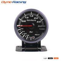 Dynoracing 2.5 Inch 60mm Car Turbo Boost Gauge 3 BAR White Amber Dual Led Display With Peak Warning Car gauge Car meter