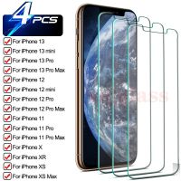 [HOT DOLXIOWEOH 539] 4Pcs ป้องกันสำหรับ iPhone 11 12 13 Pro Max Mini Screen Protector สำหรับ iPhone X XR XS Max 6S 7 8 Plus SE2022กระจกนิรภัย