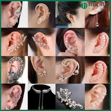 Wrap Stud Clip Earrings - Women Crystal Rhinestone Ear Cuff Trendy Clip  Earrings