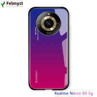 สำหรับ Realme 11 5G Realme Narzo 60 5G ที่ใส่รูปสายรุ้งแบบแสงรุ่งอรุณสุดหรูเคสซีรี่ส์แบบไล่เฉดสีฝาหลังกระจกเทมเปอร์กันกระแทก