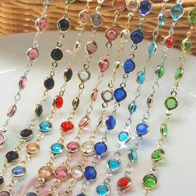 1meter/lot 6mm Crystal Bead Beaded Chain Colorful Glass Bead Necklace Chain for Jewelry Making Crafts DIY Bracelets Accessories Headbands