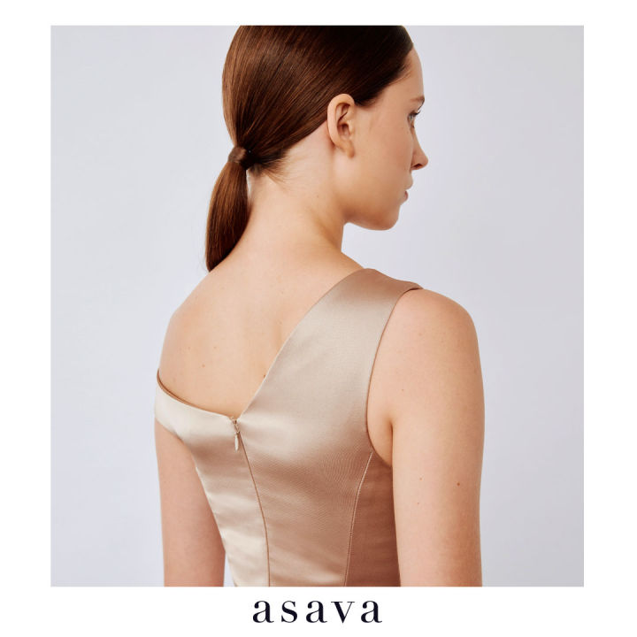 asava-aw22-violetta-slant-neck-dress-เดรส-อาซาว่า-คอปาดไหล่เบี่ยง-แขนกุด