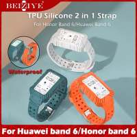 TPU Protectiverและสายนาฬิกา2 In 1ชุดสำหรับสายคาด สายนาฬิกา for Huawei Band 6/Honor Band 6 สายรัดข้อมือ สายนาฬิกาข้อมือ สายสำรอง