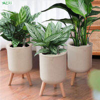 AERJ Home Automatic Watering Planter Wooden Feet Stable Base Planter for Home Indoor Planting Uses