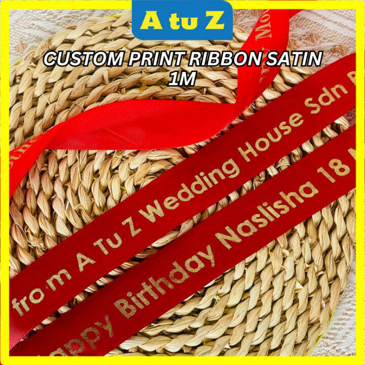 AtuZ 1 Meter 1" Satin Ribbon Custom Word Custom Made Name Wording Happy