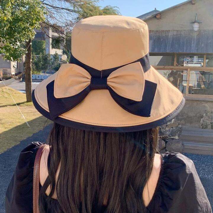 bowknot-hat-female-fashion-summer-japanese-bucket-hat-casual-and-sweet-big-brim-sun-hat-sun-proof-all-matching-sun-hat