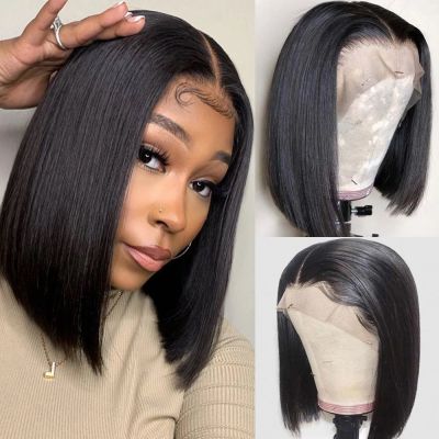 13x4 Brazilian Lace Front Human Hair Wigs Short Straight Bob Wig For Women Remy 4x4 Lace Closure Bob Wigs With Baby Hair