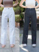 TwiceJeans ยีนส์ทรงกระบอก ขาตรง เอวสูง ปลายตัด วินเทจ S-5XL