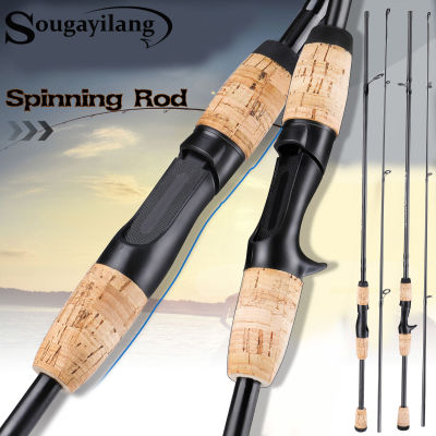Sougayilang Fishing Rods คันเบ็ดสำหรับตกปลา 1.8M 2ส่วน M คาร์บอนไฟเบอร์ Body Rod Spinning/ตกปลา Rod สบายไม้ก๊อกจับตกปลา Rod สำหรับเบส