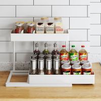 Kitchen Sink Organizer Under Sink Storage Organizer 2 Tier Drawer Basket Pull Out Under Sink Spice Rack Drawer Organizer Shelf