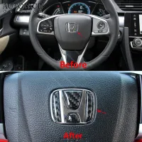 Fit สำหรับ Honda Civic 2016-2019คาร์บอนไฟเบอร์ภายในพวงมาลัยฝาครอบล้อ Trim