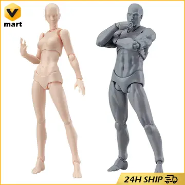 Action Figure Drawing Models,Body Kun Moveable Joint Set,Suitable for  Sketching,Painting Drawing Mannequin Female/Male Drawing Figures for  Artist(Male+Female,Grey,6Inch) Gray Male+Female