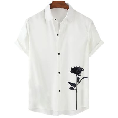 เสื้อยืดผ้าฝ้ายสำหรับผู้หญิงเสื้อยืดลายดอกไม้ฮาวายฤดูร้อนสำหรับผู้ชายเสื้อเชิ้ตโอเวอร์ไซส์พิมพ์ลาย3D เสื้อยืดแฟชั่นแขนสั้นสีขาวเสื้อลำลองเสื้อ Homme