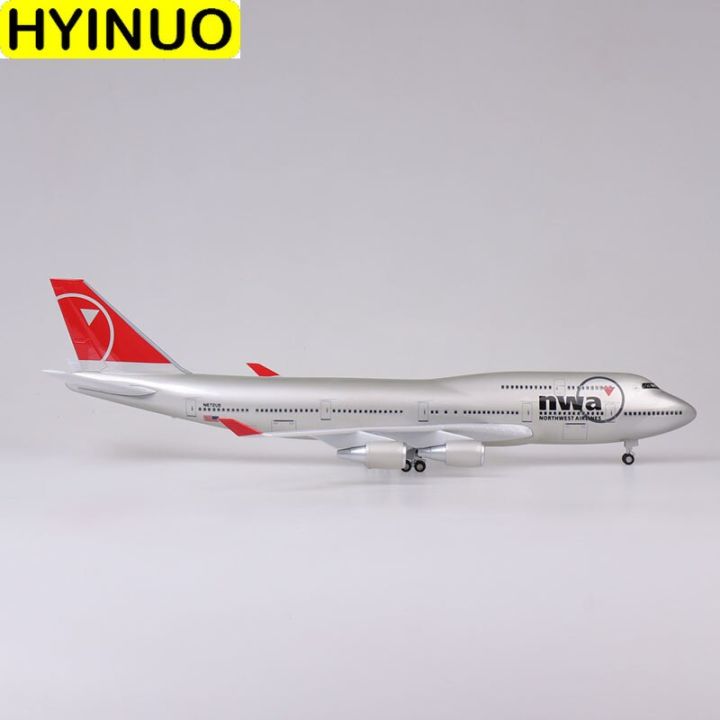 47cm-boeing-747-b747-model-nwa-northwest-airlines-with-landing-gear-wheels-lights-resin-aircraft-plane-collectible-toys