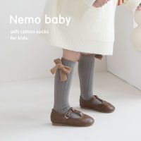 【cw】 Girls Socks 2022 Autumn and Winter New Korean Baby Girl Stockings Solid Color Bow without Heel JK Princess Cotton Socks ！