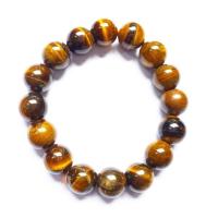 สร้อยข้อมือหิน คตไม้สัก - หินตาเสือ ขนาด 12 มิล (ฟรีไซส์ )  Tigers Eye