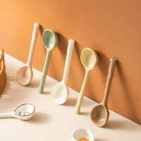 Macaroon Long Handle Ceramic Soup Spoon Household Cute Teaspoon Rice Spoon Eating Spoon Kitchen Cooking Utensil Cooking Utensils