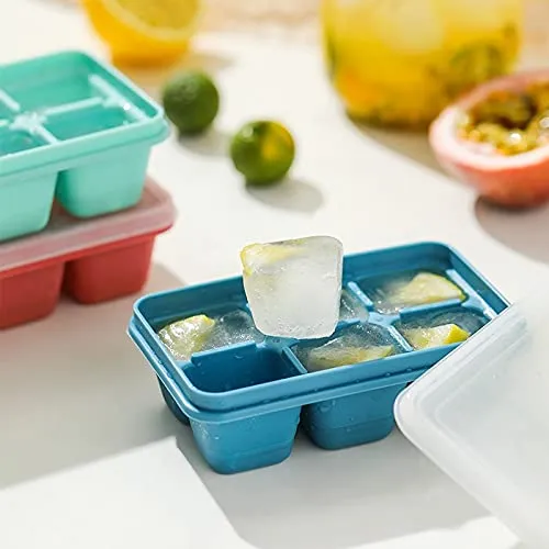 Ice Cube Trays for Freezer, Easy Release Silicone 21-Grain Ice Trays with  Lid