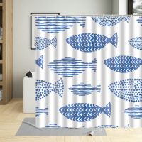 Cartoons Colorful Fish Shower Curtain Sea Tropical Animals Bathroom Decor Waterproof Polyester Child Hanging Curtains With Hooks