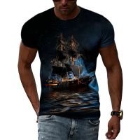 Summer Retro Sailboat graphic t shirts Men Casual Daily 3D Printing Tees Hip Hop Fashion Personality O-neck Short Sleeve Tops