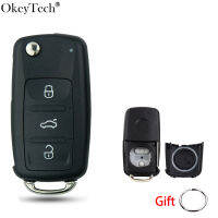 【2023】Okeytec 3BT พลิกพับรีโมทคอนลรถ Key Shell สำหรับ VW Golf Mk6 Tiguan Polo Passat CC SEAT Octavia