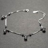 Cube Design Anklets In 925 Sterling Silver With High Luster CZ Stone 21.5+3Cm Length For Women Girls Hot Sale