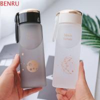 BENRU 400มล. แบบพกพาแฟชั่นกันรั่วง่ายกระบอกน้ำขวดน้ำน้ำค้างแข็งขวดแก้วน้ำพลาสติก