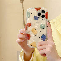 เคส Wave Dot สีสันสดใสสำหรับ iPhone14 ซองใส่หมึกสีดำแบบเรียบง่ายสำหรับ iPhone12ProMax กรณีอุกกาบาต IMD สำหรับ iPhone13 เคสซิลิโคนใสสำหรับ iPhone11Pro