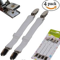 4pcs ปรับผ้าปูที่นอนสายรัดยืดหยุ่นที่นอนมุมผู้ถือคลิป Grippers Suspender HOOK LOOP Clasps-DengLi Store