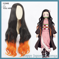 [JP TOY] วิกผมคอสเพลย์ปีศาจฆ่า Kamado Nezuko เครื่องแต่งกายหยิกยาววิกผมคอสเพลย์วิกผมคอสเพลย์